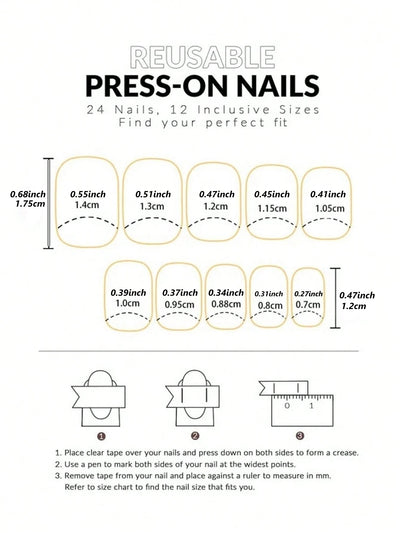 24 Piece Short Square Fake Nails with French Tips - Smarsty