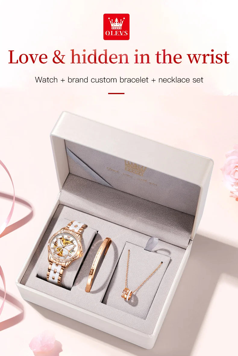 OLEVS Women's Luxury Waterproof Mechanical Watch with Butterfly Dial - Smarsty