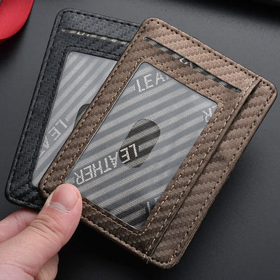 Men's Slim Thin Minimalist Front Pocket Wallets Men Anti Rfid Blocking Protected Magic ID Credit Card Holder PU Leather Wallets - Smarsty
