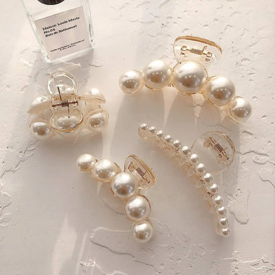 Large Pearl Hair Claw Clip Acrylic Fashion Barrette Stylish - Smarsty