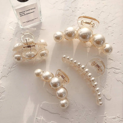 Large Pearl Hair Claw Clip Acrylic Fashion Barrette Stylish - Smarsty