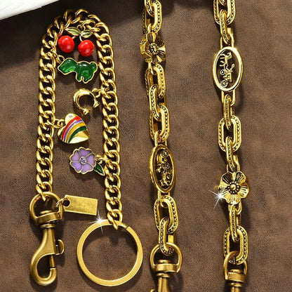 1pc Hot New Shining Cherry Keychain Bag Charm Colorful Fashion Car Key Chain Metal Flowers Key Ring Exquisite Gifts Souvenirs - Smarsty