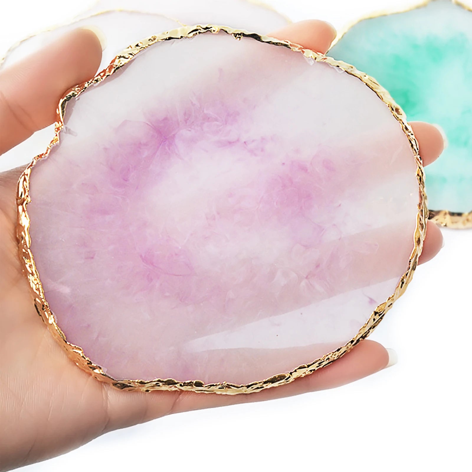 Round Resin Agate Stone Nail Art Palette for Easy Mixing - Smarsty