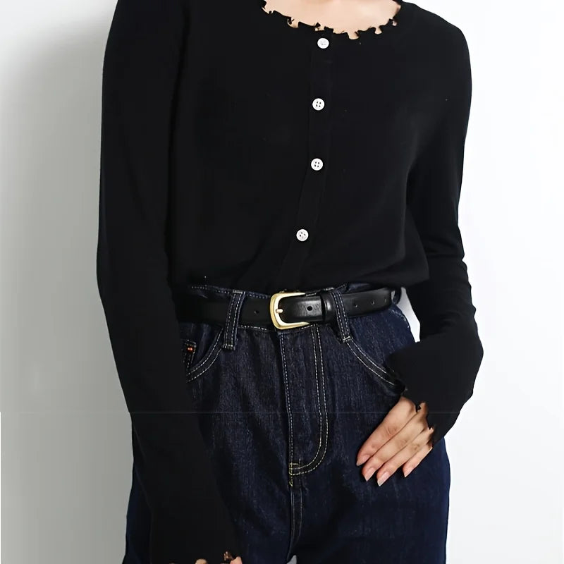Ladies PU Leather Casual Black Belt for Daily Wear - Smarsty