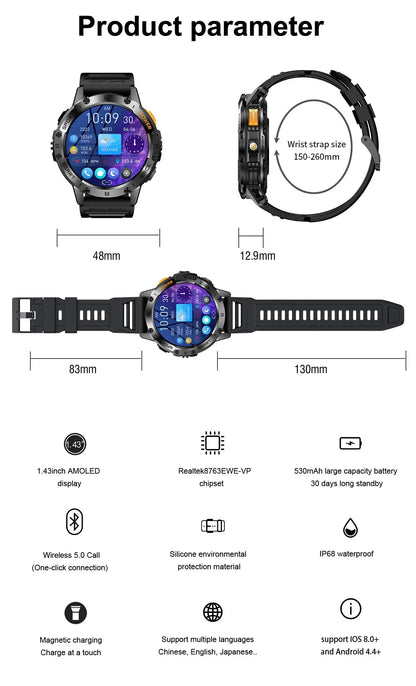 AMOLED Smart Watch for Men with Fitness Tracking - Smarsty