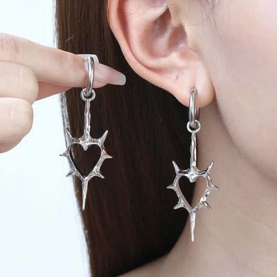 Y2K Punk Hollow Heart Earrings for Women Elegant Party Jewelry - Smarsty