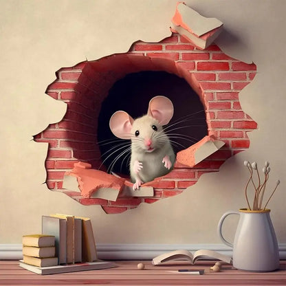 Cute Mouse Hole Wall Sticker for Whimsical Home Decor - Smarsty