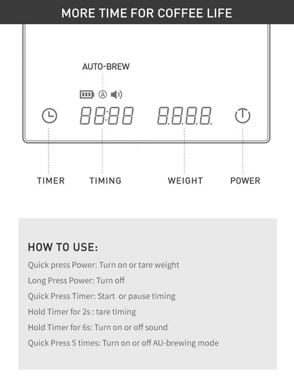 Timemore Black Mirror Digital Coffee Scale with LED Display - Smarsty