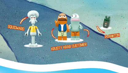 Spongebob building block cartoon Krusty Krab creative restaurant scene model Patrick Star assembly toy children's birthday gift by Smarsty