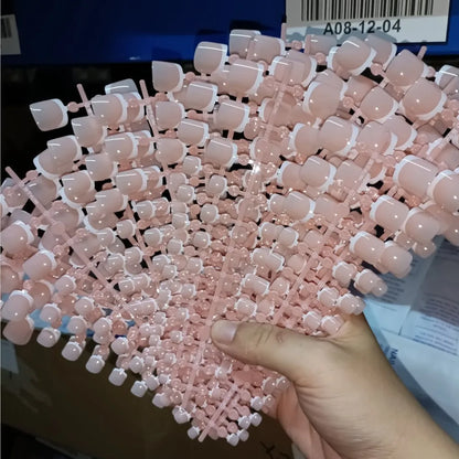 120 Pieces Pink Square Toe Nail Tips Full Cover Extensions - Smarsty