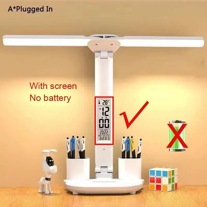 Rechargeable LED Table Lamp with Fan and Clock - Smarsty