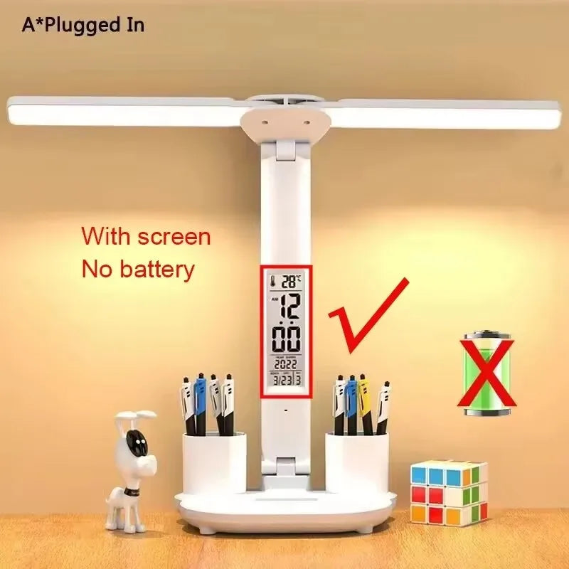 Rechargeable LED Table Lamp with Fan and Clock - Smarsty