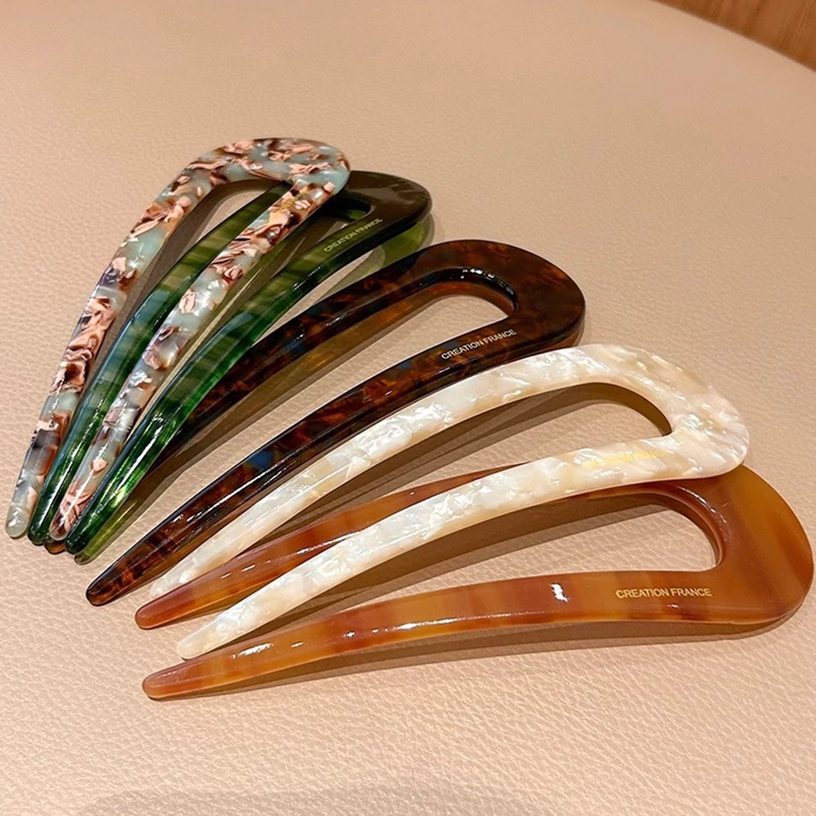Elegant U-Shaped Hairpin with Mineral Pattern for Women - Smarsty