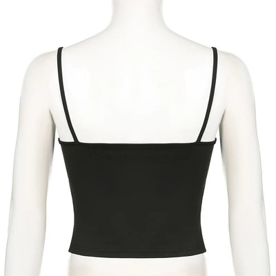 Basic Solid Camis Summer Casual Sleeveless Spaghetti Strap Top Women Harajuku All-match Cropped Tops y2k Vintage Clothing - Smarsty