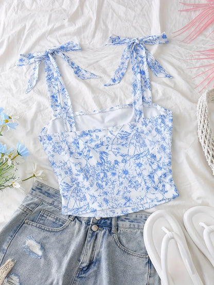 Solid Tie Shoulder Ruched Wide Strap Slim Fit Crop Top Women Clothing Summer 2025 Y2K Clothes Pink Backless Camis Top Streetwear