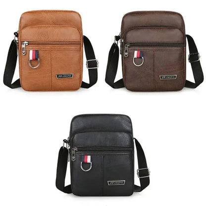 Mens PU Leather Shoulder Bag Large Capacity Crossbody - Smarsty