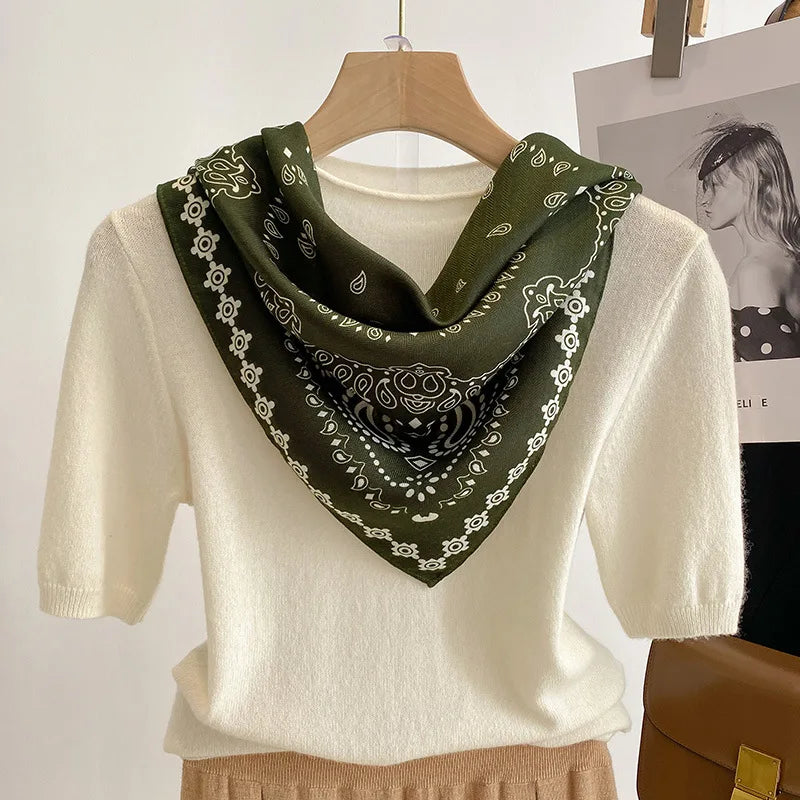 Breathable Cashew Print Silk Scarf for Women - Smarsty