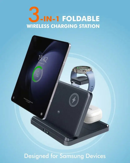 3 In 1 Wireless Charger Stand With Fast Charging Dock - Smarsty