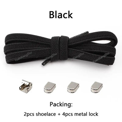 No tie Shoe laces Elastic laces Sneakers Flat Shoelaces without ties Quick Shoelace for Shoes Kids Adult One Size fits All Shoes - Smarsty