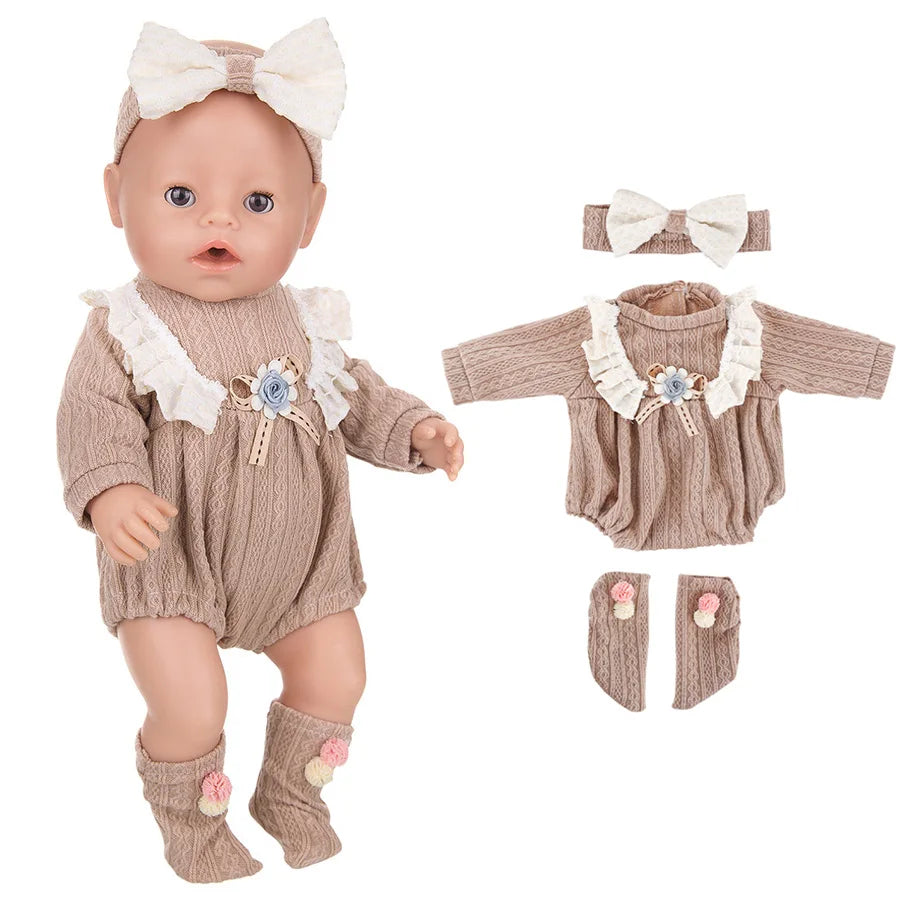 Doll Clothes For 43cm Baby Doll Leather Jacket Pants Jumpers Rompers Set For 18 Inch American Doll Coat Winter Clothes