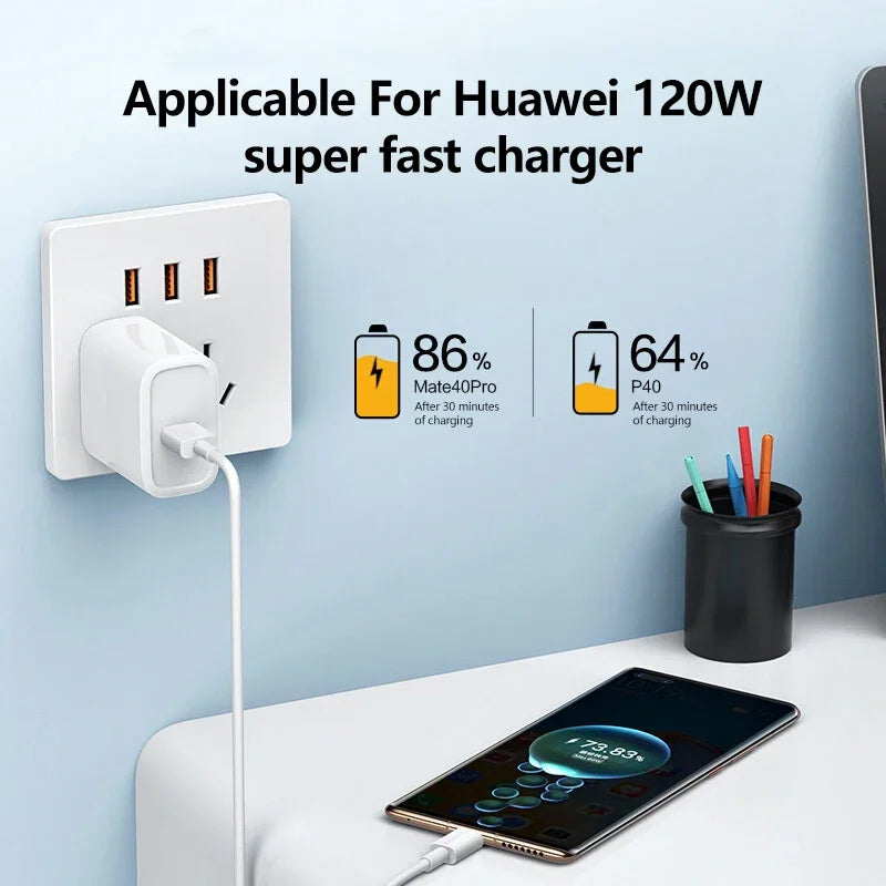 Android 120W 10A USB to Type C Cable Super Fast Charging Cable For Huawei P40 Honor Data Cord For Xiaomi Redmi 0.3/1M/1.5M/2M - Smarsty