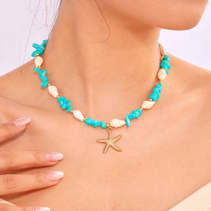 Bohemian Starfish Pendant Beaded Bracelet for Women - Smarsty