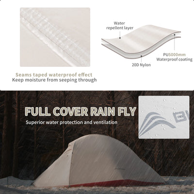 BISINNA Ultralight Camping Tent Backpack Tent 20D Nylon Waterproof Outdoor Hiking Travel Tent Cycling Tent 1-2 Person by Smarsty