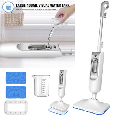 DayPlus Steam Mop & Detachable Steam Cleaner, 1500W Powerful Floor Steamer for Carpet Laminate Hardwood,2 Washable Pads, 400ml - Smarsty