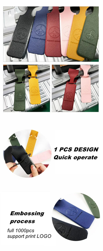 1PC PU Leather Luggage Tag Creative Baggage Suitcase Identifier ID Addres Holder Boarding Tags Portable Label Travel Accessories - Smarsty