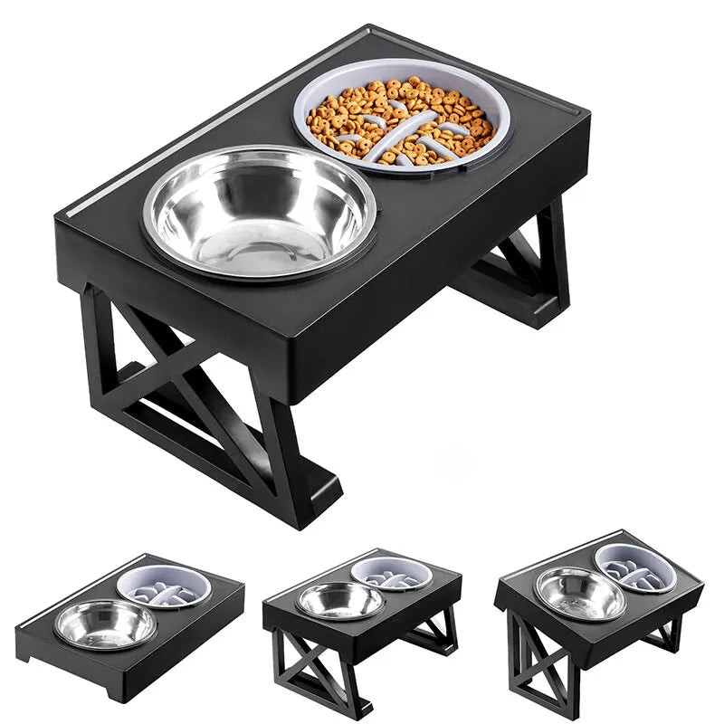 Adjustable Height Elevated Dog Feeding Bowl Stand - Smarsty