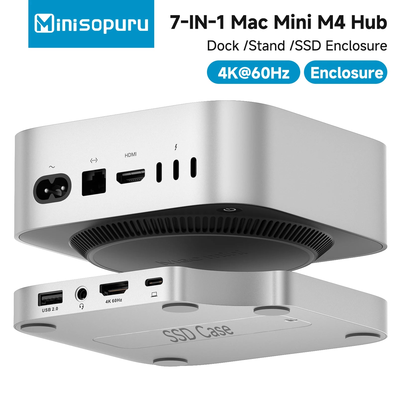 Mac Mini Docking Hub With M.2 SSD Enclosure 4K HDMI