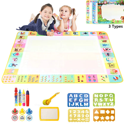 100x80CM Magic Water Drawing Mat with Reusable Magic Pens Doodle Montessori Painting Board Educational Toys Kids Gifts 39X31in by Smarsty