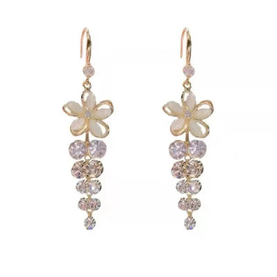 Luxury Crystal Flower Drop Earrings for Women Wedding Gift - Smarsty