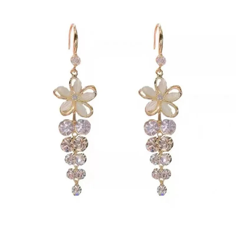Luxury Crystal Flower Drop Earrings for Women Wedding Gift - Smarsty