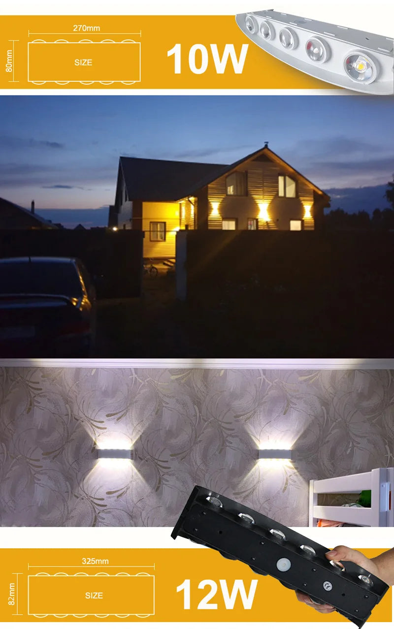 Waterproof Aluminum LED Wall Lamp for Indoor and Outdoor Use - Smarsty