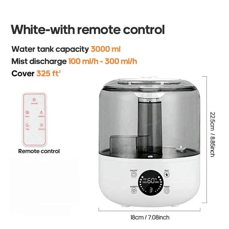 Large Capacity Silent Air Humidifier with Remote Control - Smarsty