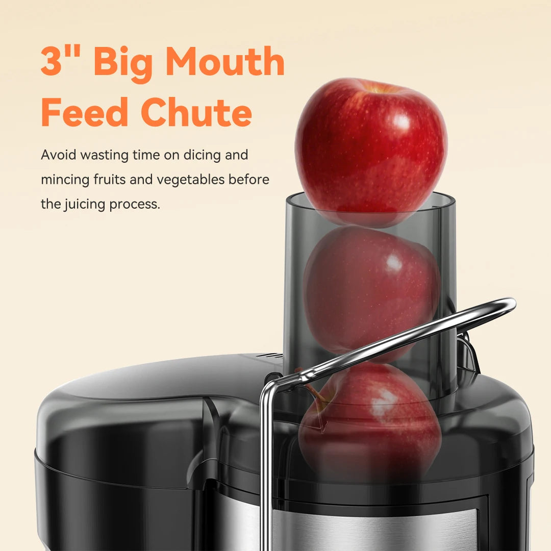 Sejoy Compact Fruits Juicer,Juice Extractor Machine Multiple Safety Features Operation Centrifugal Extractor Speed Adjustable