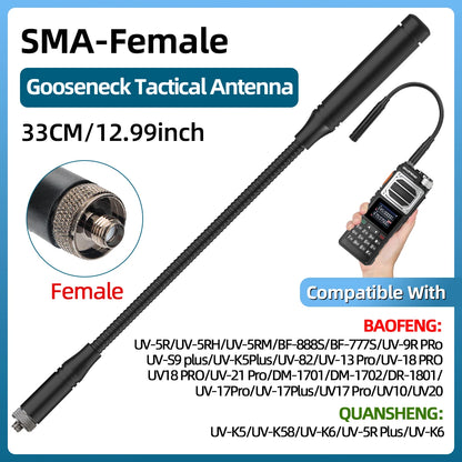 ABBREE CS Tactical Antenna SMA-Female Dual Band VHF UHF 144/430Mhz Foldable For Walkie Talkie Baofeng UV-21 UV-5R QuanSheng K5 - Smarsty