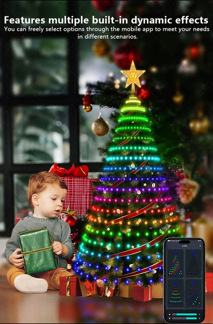 Smart Christmas Tree Lights with Remote & App Control 400 RGB LED Beads Music Sync Timer for Festive Holiday Christmas Decor