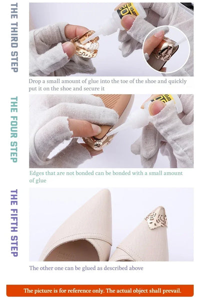 Women High Heel Metal Toe Cap Wear and Tear Concealer Anti-kicking Leather Shoes Point Protector Flat Shoe Tips Cap Accessorices - Smarsty
