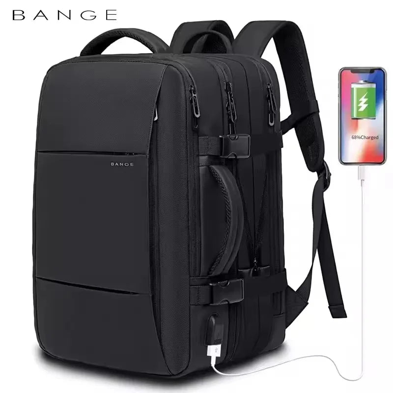 BANGE Travel Backpack Men Business Backpack School Expandable USB Bag Large Capacity 17.3 Laptop Waterproof Fashion Backpack - Smarsty