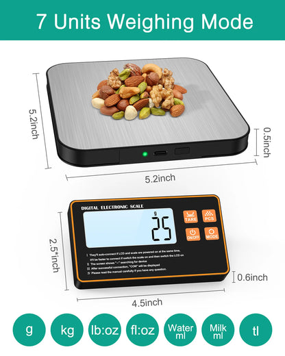 15KG Wireless Magnetic Digital Kitchen Scale with Remote LCD Display Split-Designed Food Scale for Baking Cooking Meal Prep
