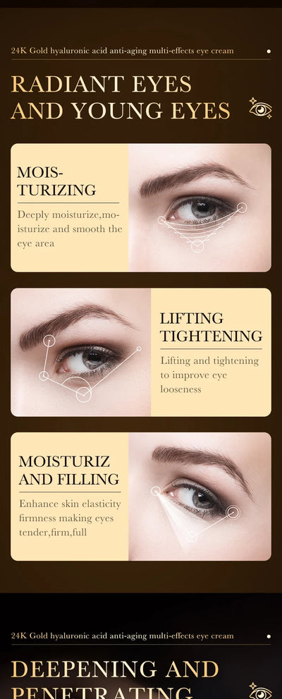 24k Gold Hyaluronic Acid Eye Cream for Dark Circles and Puffiness - Smarsty