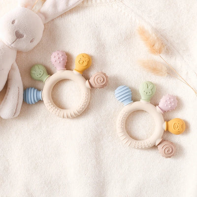 1pc Silicone Teether Baby 0 12 Months Teething Toys Teether Ring Silicone Baby Teether Toys for Toddler BPA Free Baby Toys Gifts by Smarsty