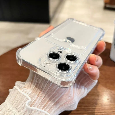 Soft Silicone Card Holder Case For iPhone Transparent Bumper - Smarsty