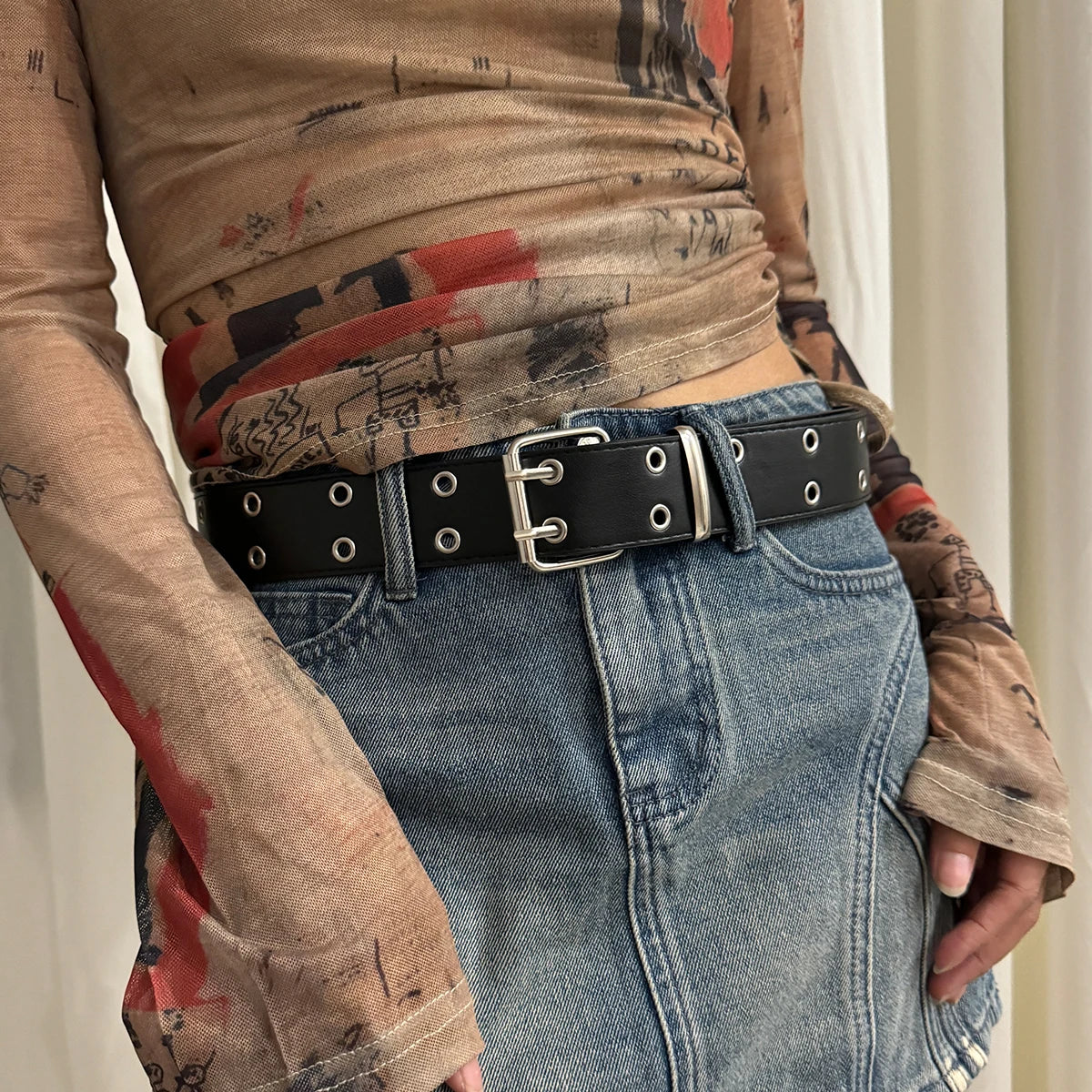 Unisex Punk Rock Double Hole Large Size Belt - Smarsty
