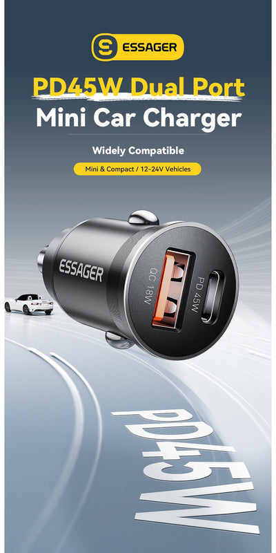 45W Car Charger Dual Port PD TypeC Quick Charge Fast - Smarsty