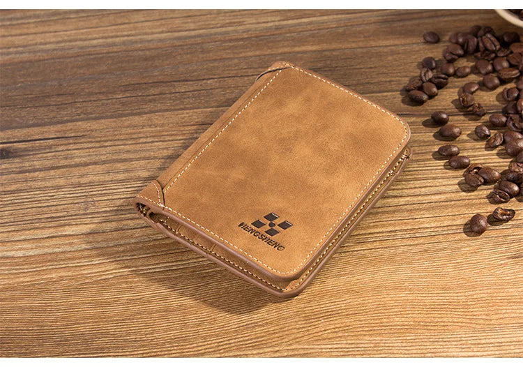 New Men Wallets Credit Card/ID Holder Vintage Brand Male Wallet High Quality PU Leather Photo Holder Foldable Short Men Purse - Smarsty