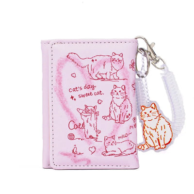 New Women Wallets Female Leather Purses Card Holders Graffiti Cat Portable Coin Purse Large Capacity Money Bag - Smarsty