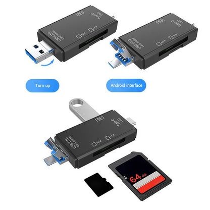 6 IN 1 USB/Micro USB/Type C To SD TF Card Adapter 480Mbps OTG SD/TF Card Reader USB 3.0 USB C Card Reader Laptop PC Accessories
